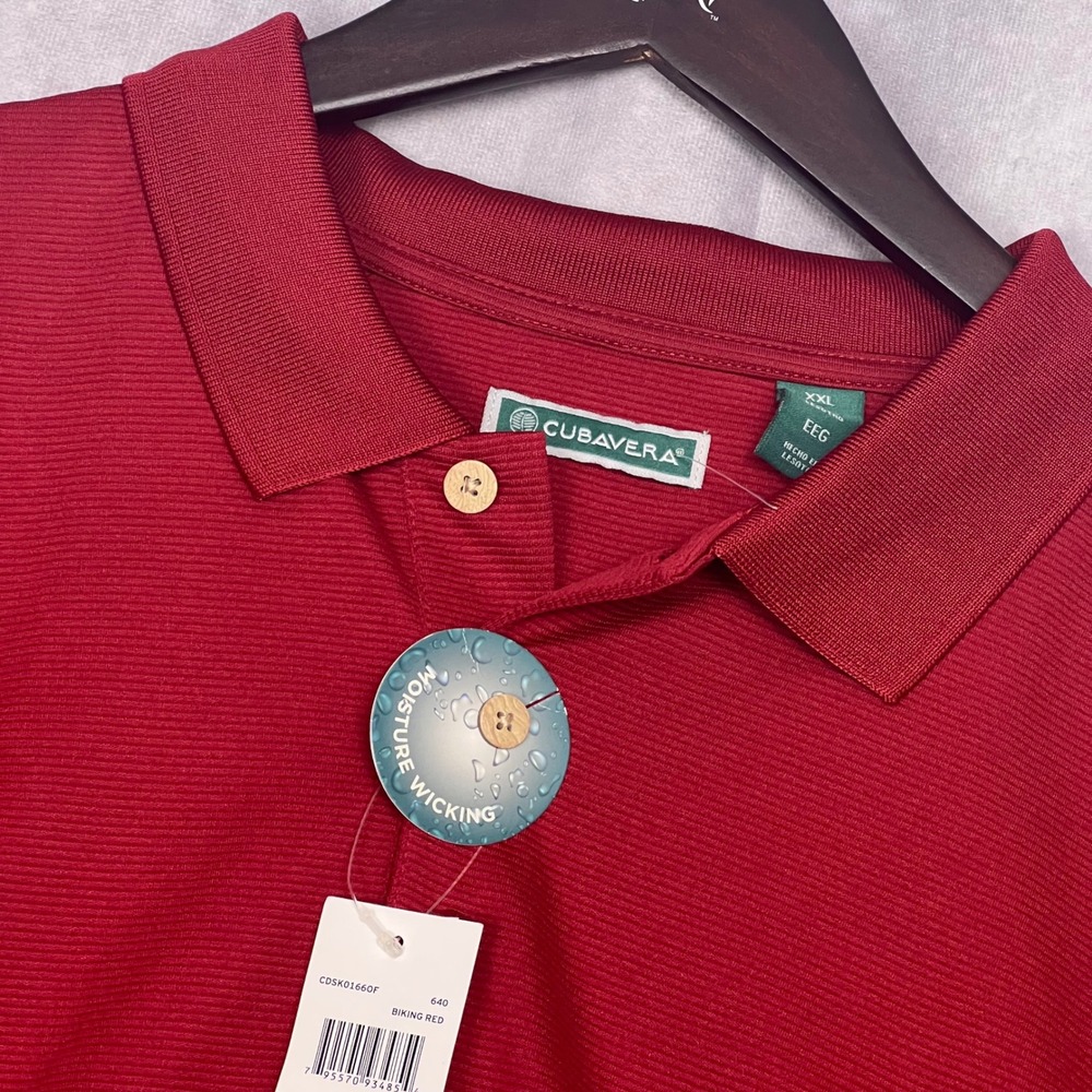 Cubavera Polo Shirt Mens XXL Biking Red‎ New Moisture Wicking Pineapple